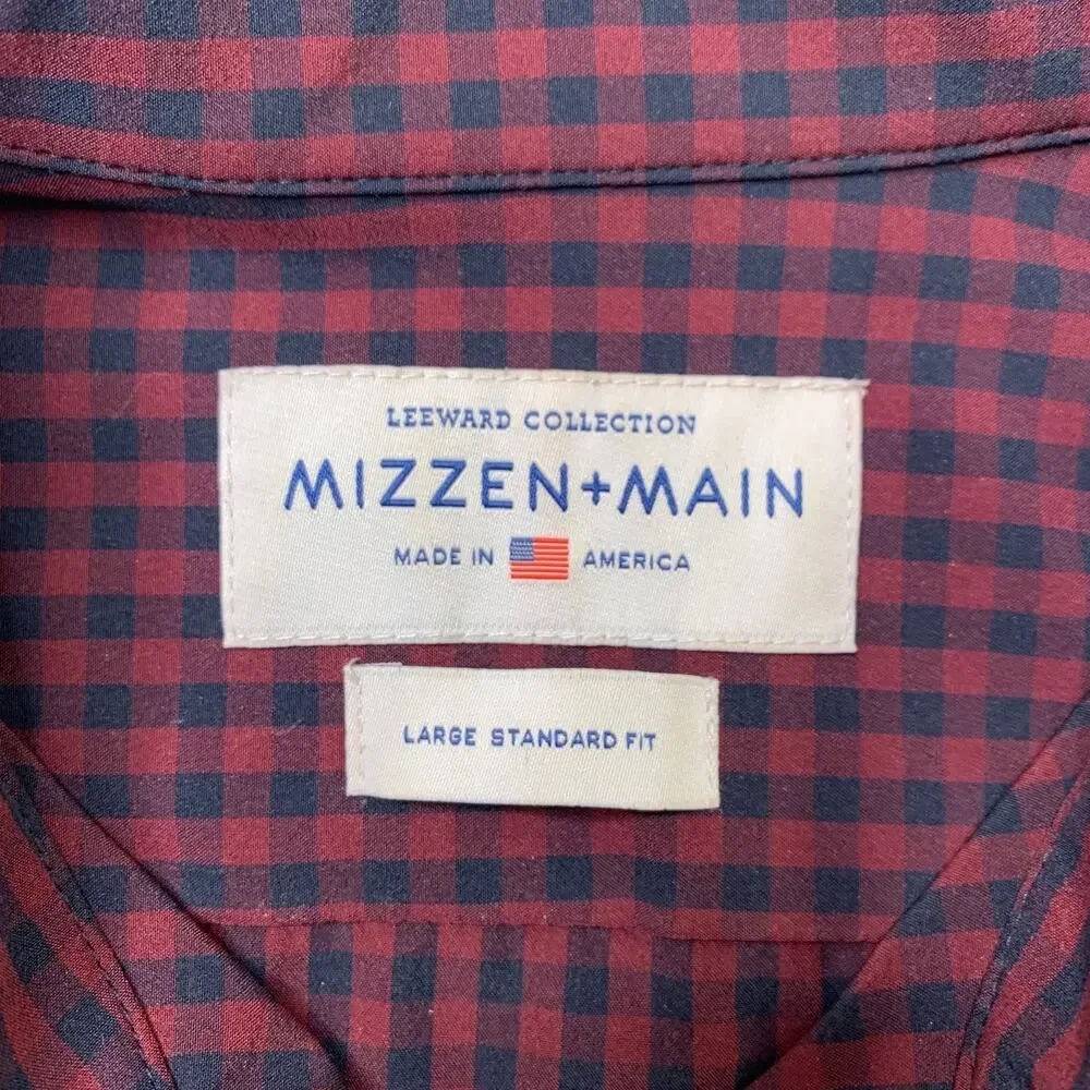 Mizzen+Main Shirt Mens Large Brick Storm Standard Fit Marshall Gingham Button Up